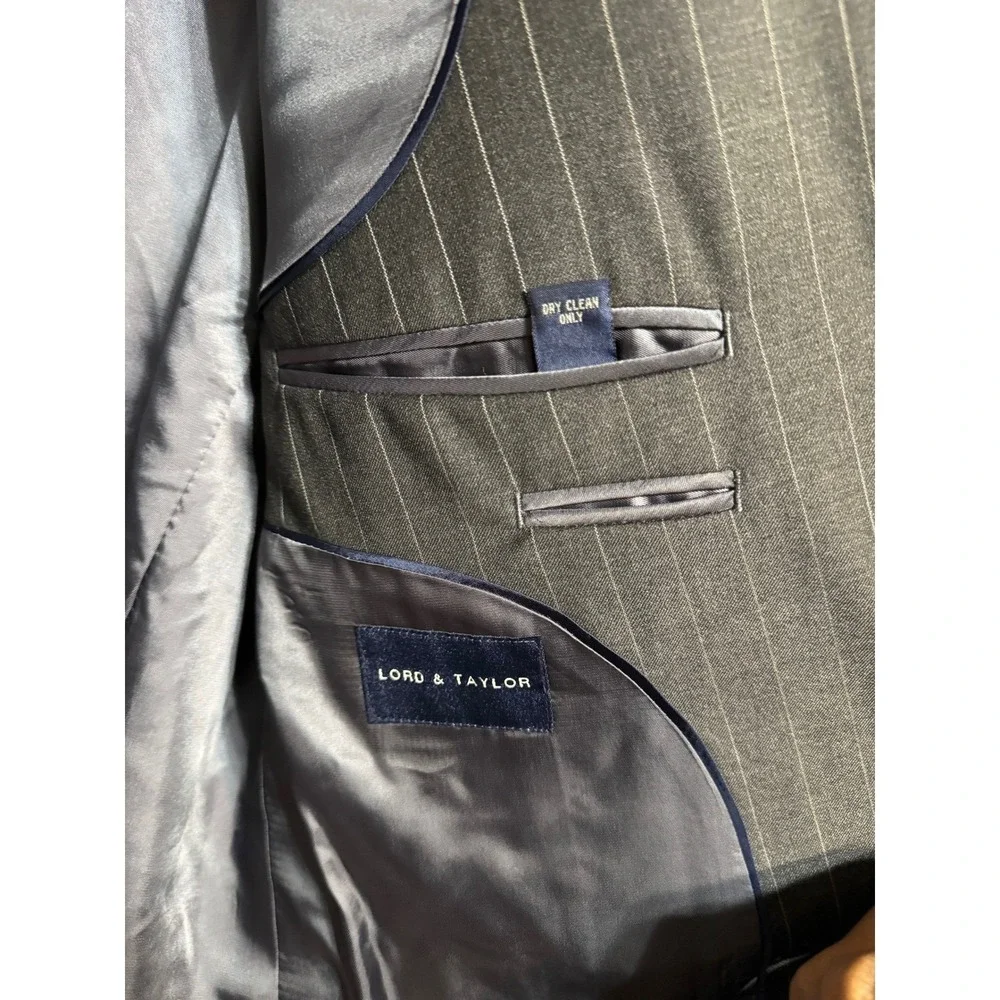 Grant Thomas Quiet Luxury Pinstripe Suit Jacket Mens 44R Wool Old Money